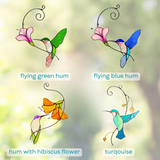 Hummingbird Stained Glass Flower Suncatcher Window Decor