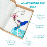 Hummingbird Stained Glass Flower Suncatcher Window Decor