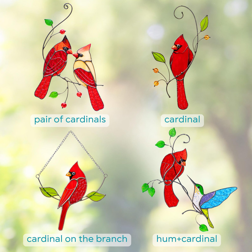 Hummingbird Stained Glass Flower Suncatcher Window Decor