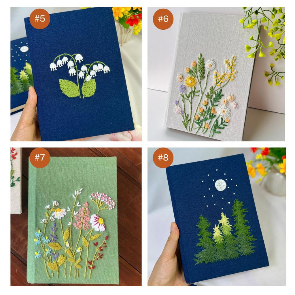 Personalized Hand Embroidered Fabric Journal Notebook