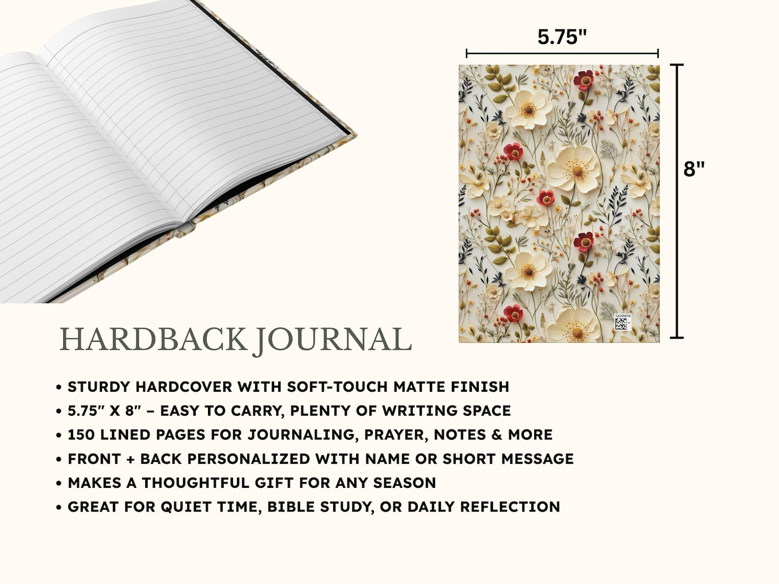 Personalized Prayer Journal for Women Wildflower Cover
