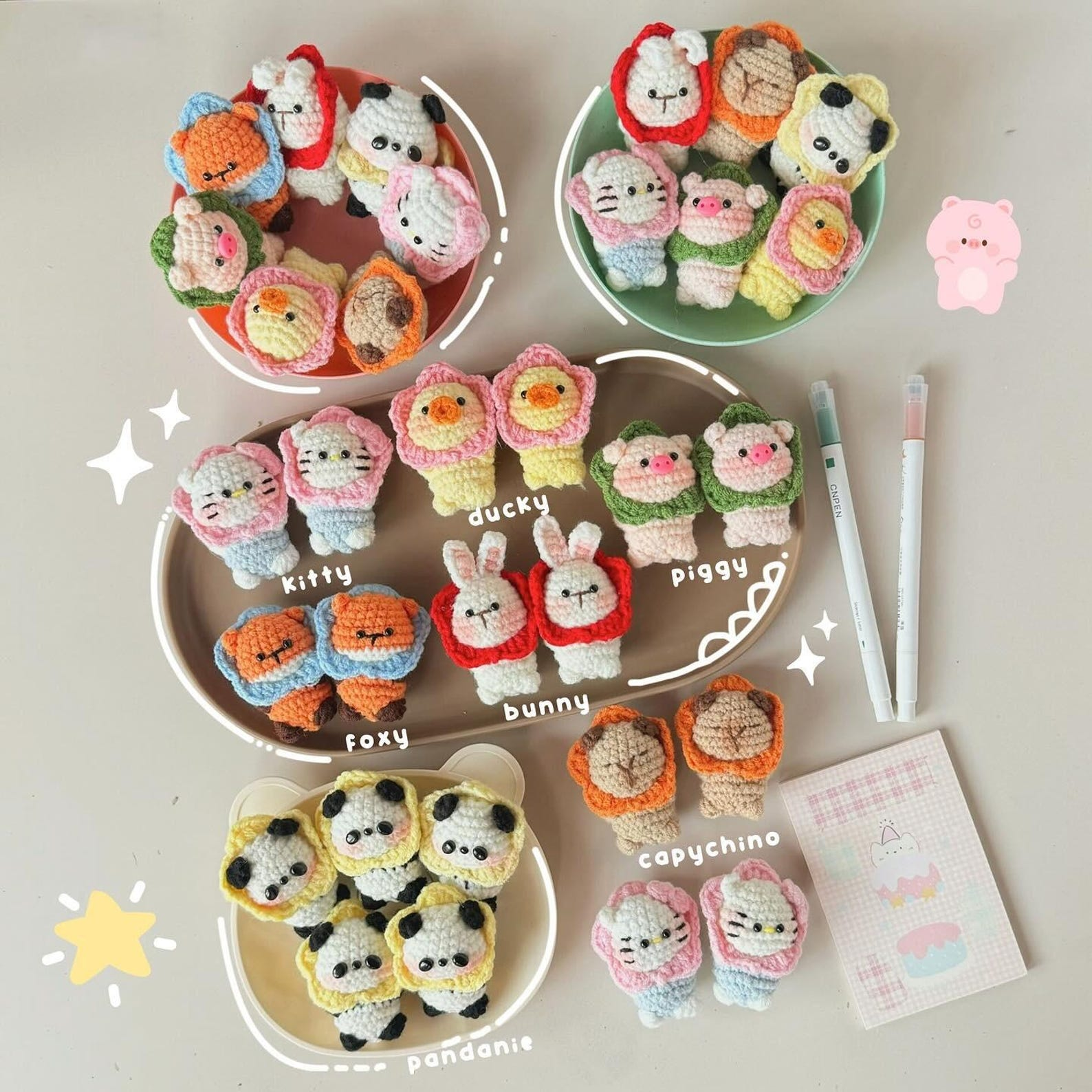 Cute Handmade Crochet Animal Keychains Amigurumi Bag Charms