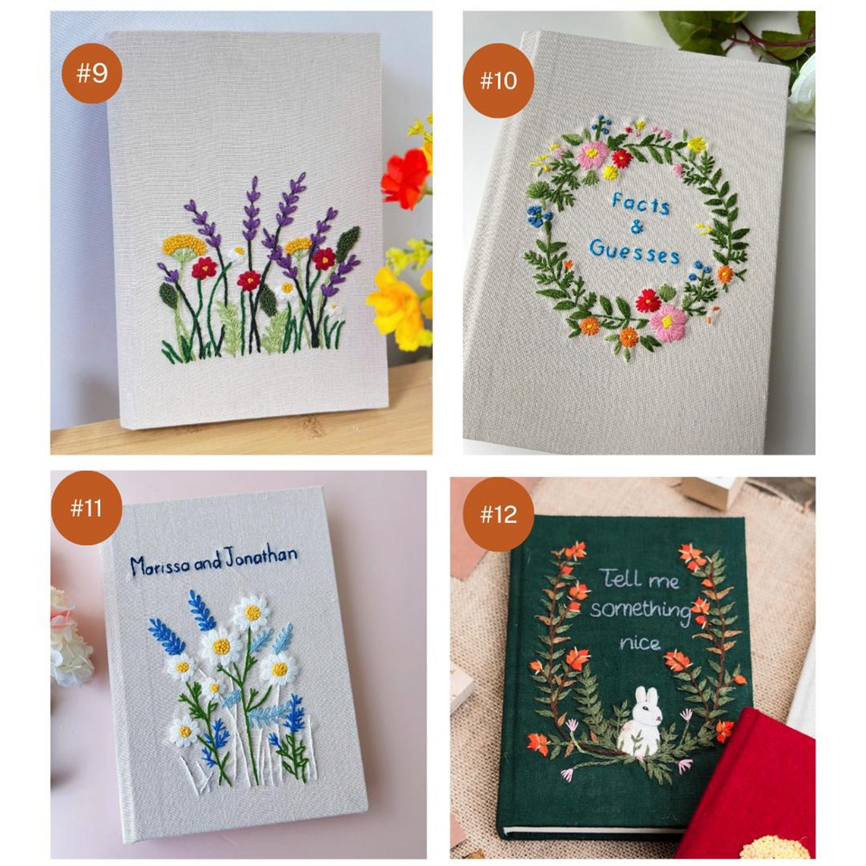 Personalized Hand Embroidered Fabric Journal Notebook