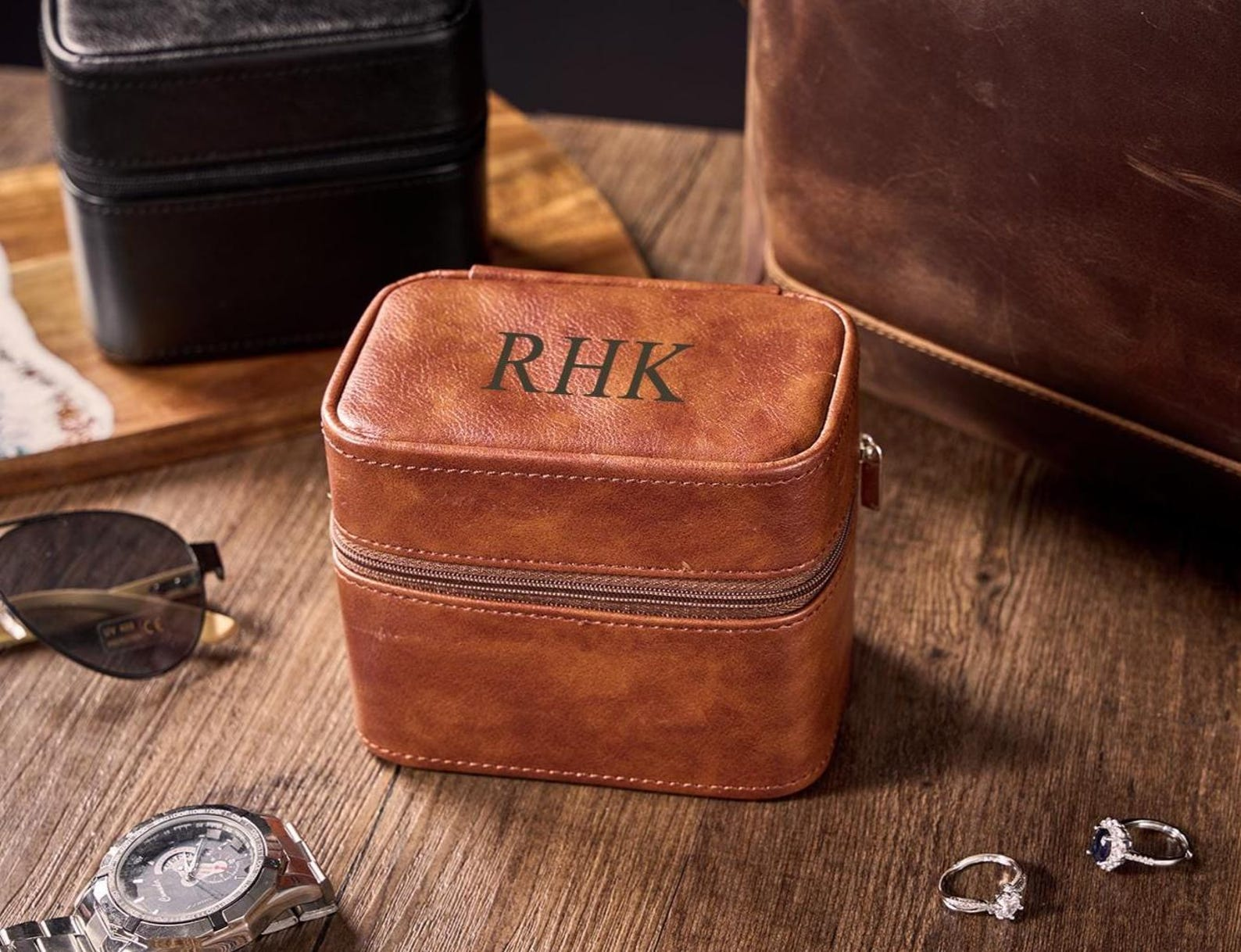 Personalized Leather Watch Travel Case
