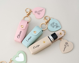 Personalized Birth Flower Lipstick Keychain Case