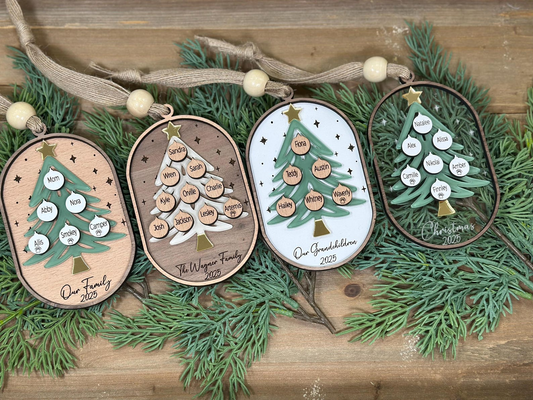 Personalized Family Tree Ornament Christmas Keepsake