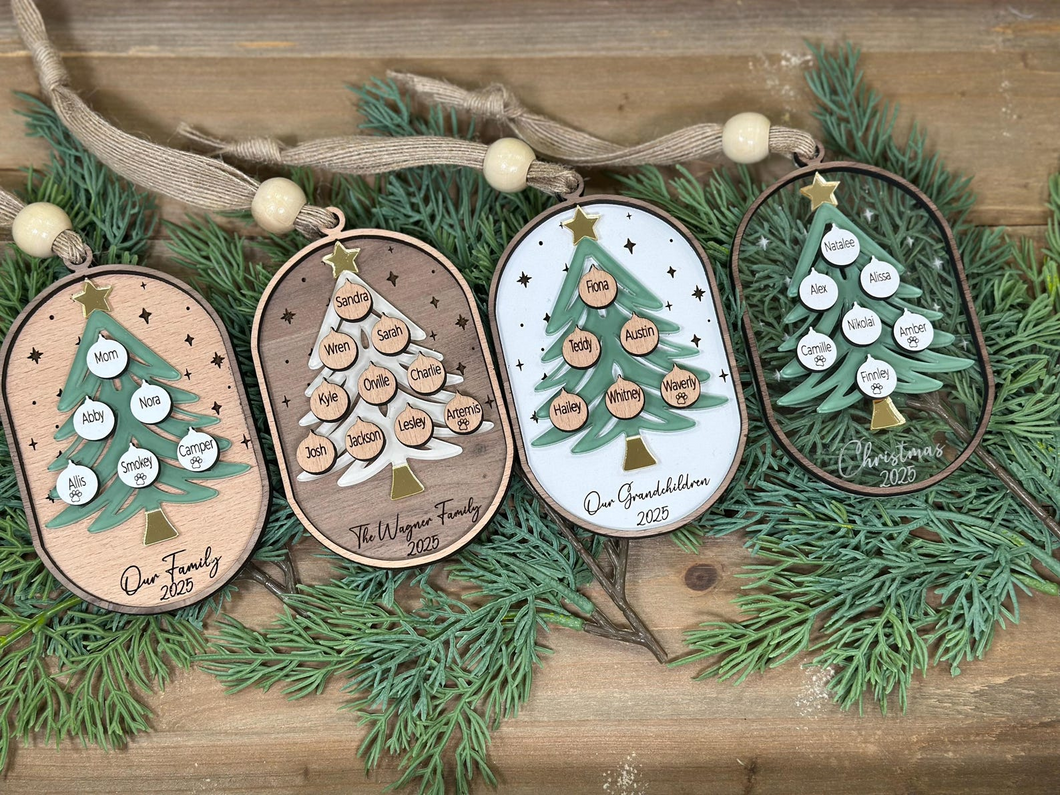 Personalized Family Tree Ornament Christmas Keepsake