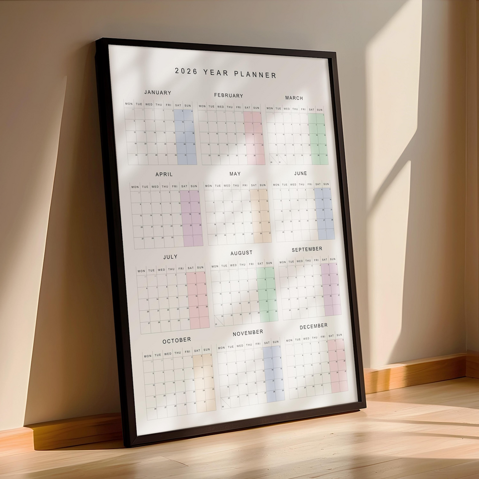 2026 Minimalist Wall Calendar Poster Year Planner