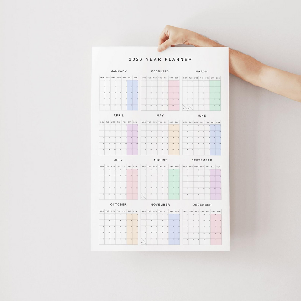 2026 Minimalist Wall Calendar Poster Year Planner