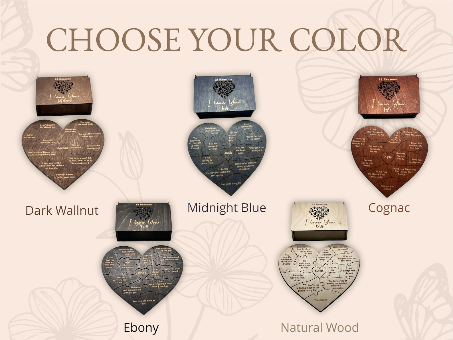 Personalized "Reasons I Love You" Wooden Puzzle Gift