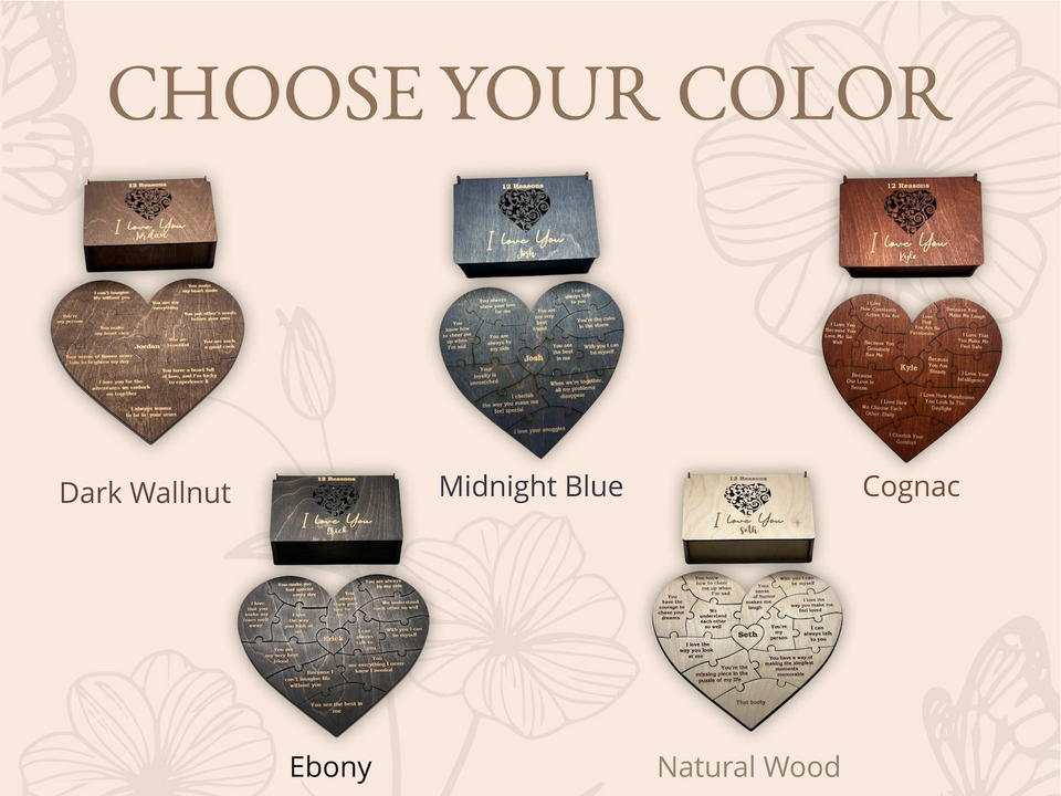Personalized "Reasons I Love You" Wooden Puzzle Gift