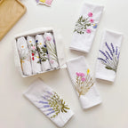 Embroidered Linen Napkins Wildflower Bouquet Design Set