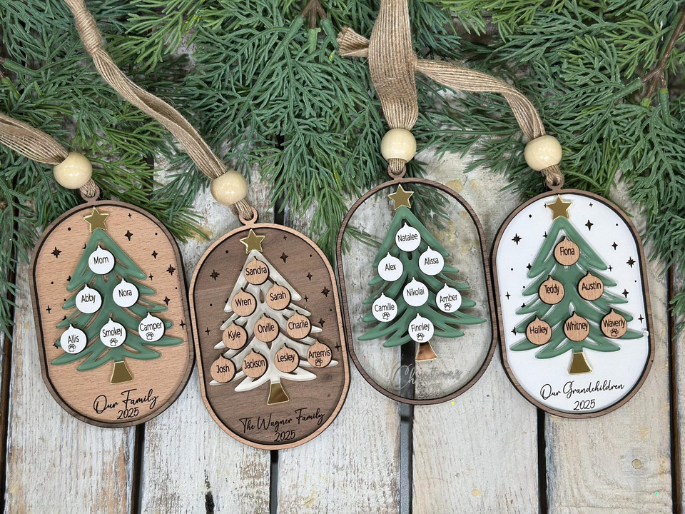 Personalized Family Tree Ornament Christmas Keepsake