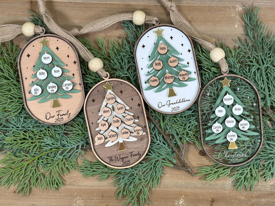 Personalized Family Tree Ornament Christmas Keepsake