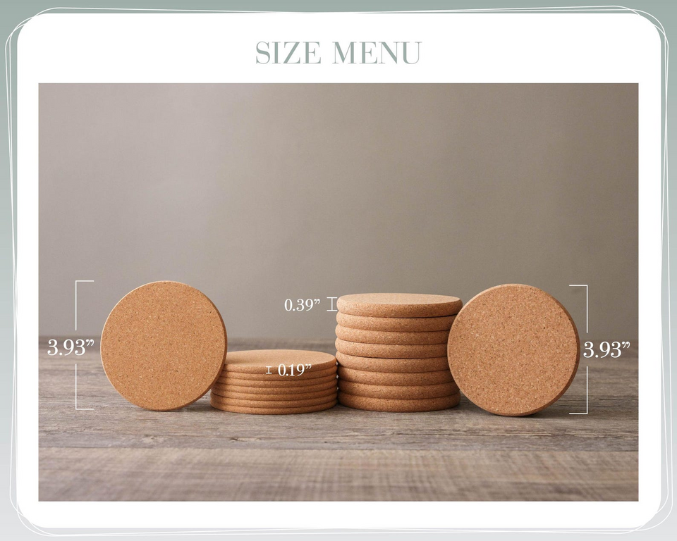 Set of 100 Personalized Engraved Cork Coasters for Weddings