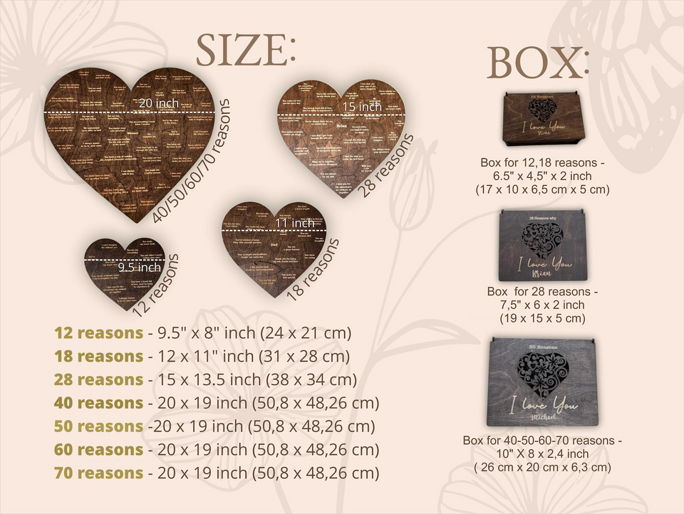 Personalized "Reasons I Love You" Wooden Puzzle Gift
