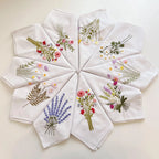 Embroidered Linen Napkins Wildflower Bouquet Design Set