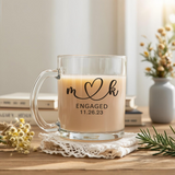 Personalized Engagement Glass Mug Wedding and Bridal Gifts