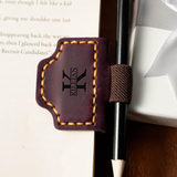 Personalized Leather Magnetic Bookmark with Pen Clip
