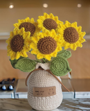 Handmade Crochet Sunflower Bouquet in Yarn Vase