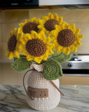 Handmade Crochet Sunflower Bouquet in Yarn Vase