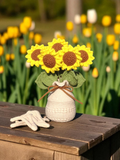 Handmade Crochet Sunflower Bouquet in Yarn Vase