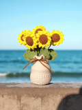 Handmade Crochet Sunflower Bouquet in Yarn Vase
