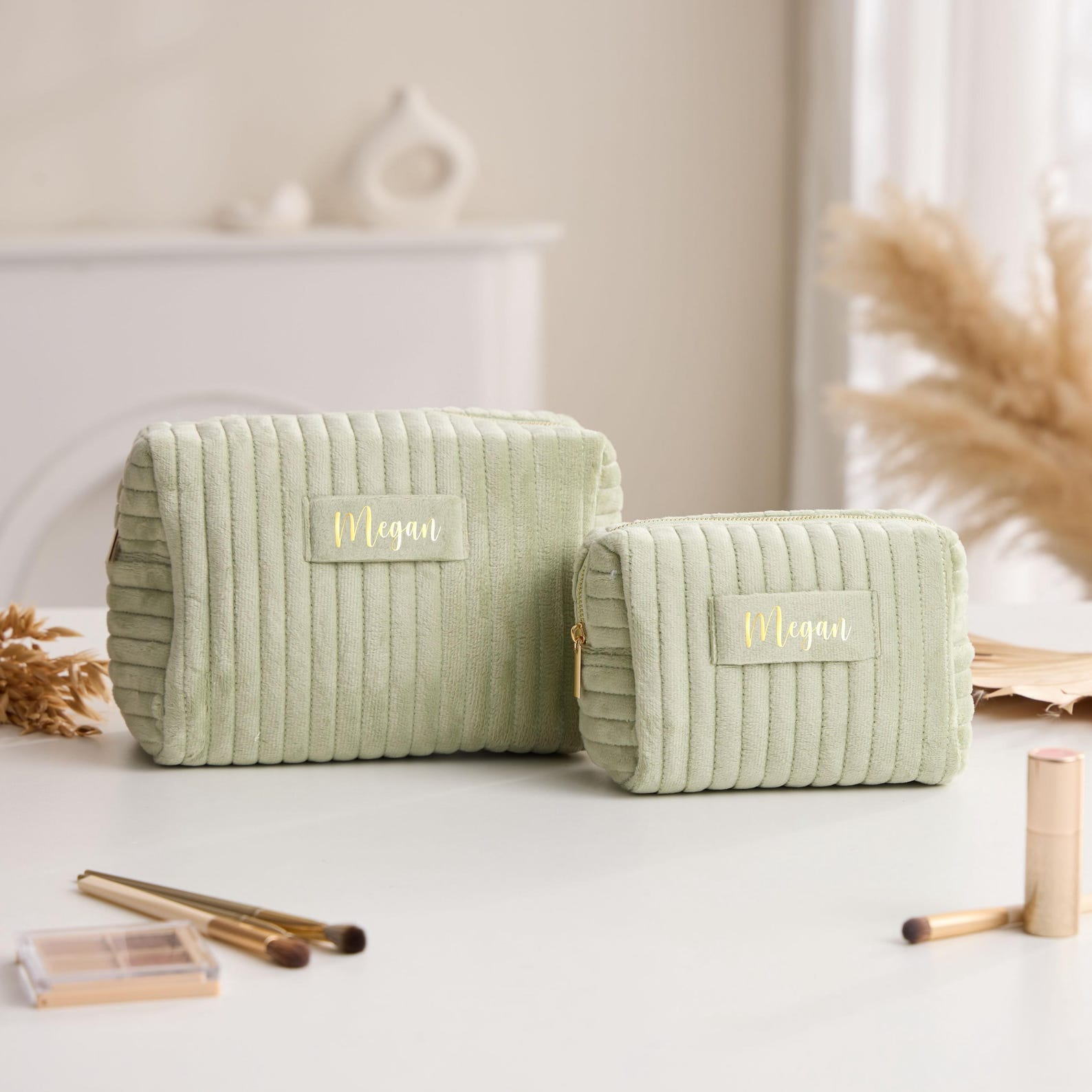 Personalized Velvet Makeup Bag Custom Gift for Her