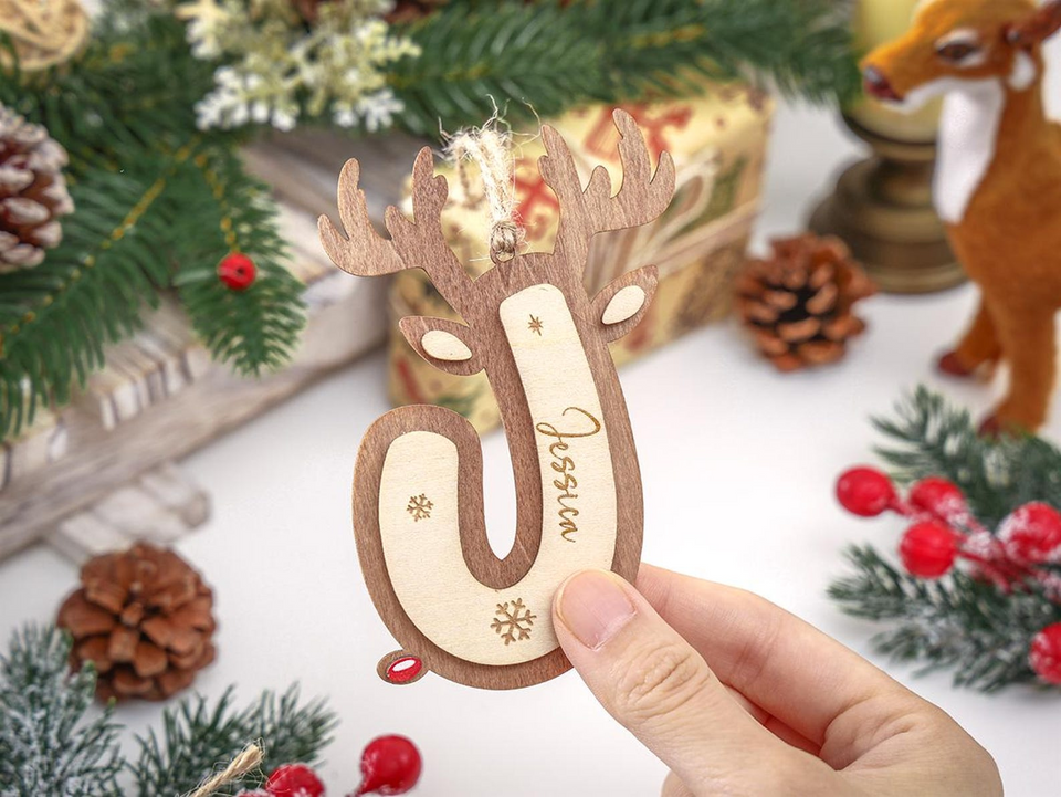 Personalized Reindeer Letter Ornaments with Name