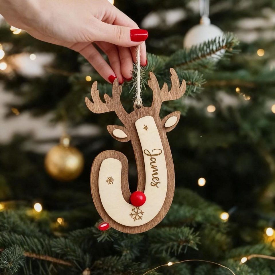 Personalized Reindeer Letter Ornaments with Name
