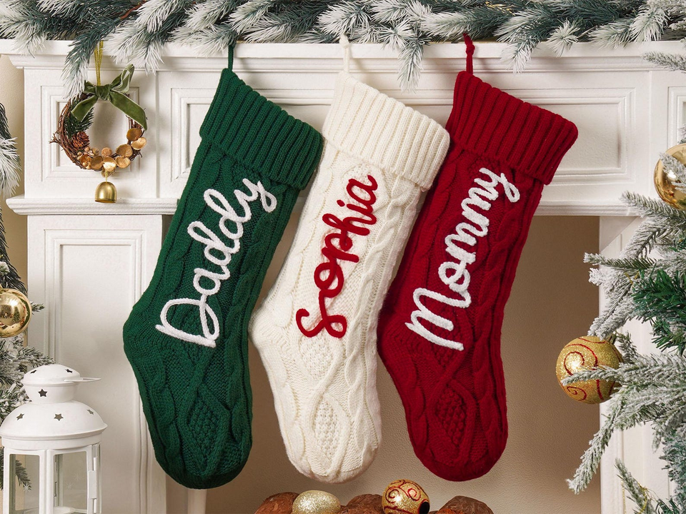 Personalized Christmas Knitted Stocking with Name