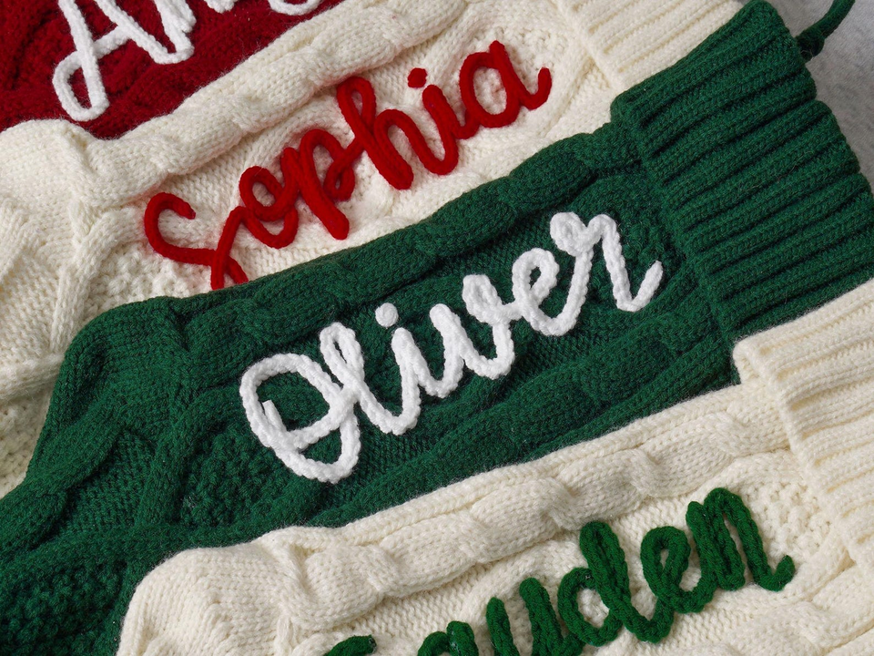 Personalized Christmas Knitted Stocking with Name