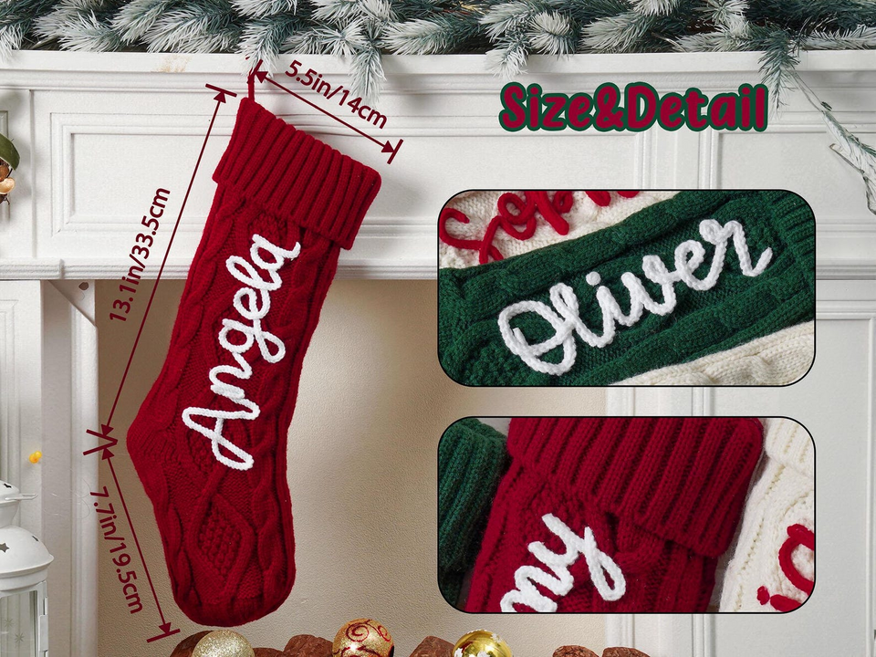 Personalized Christmas Knitted Stocking with Name