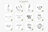 Personalized Engagement Glass Mug Wedding and Bridal Gifts