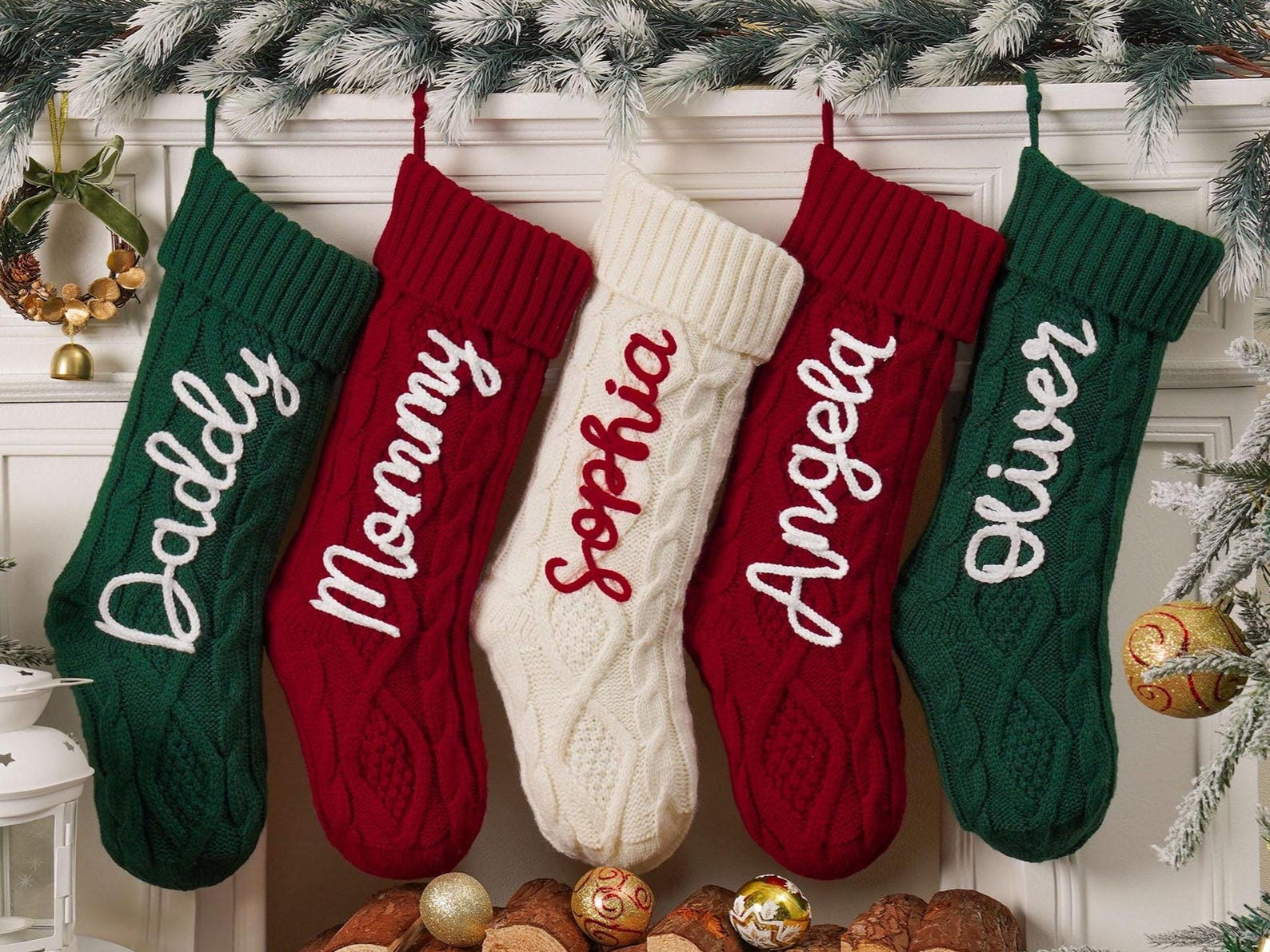 Personalized Christmas Knitted Stocking with Name