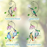 Hummingbird Stained Glass Flower Suncatcher Window Decor