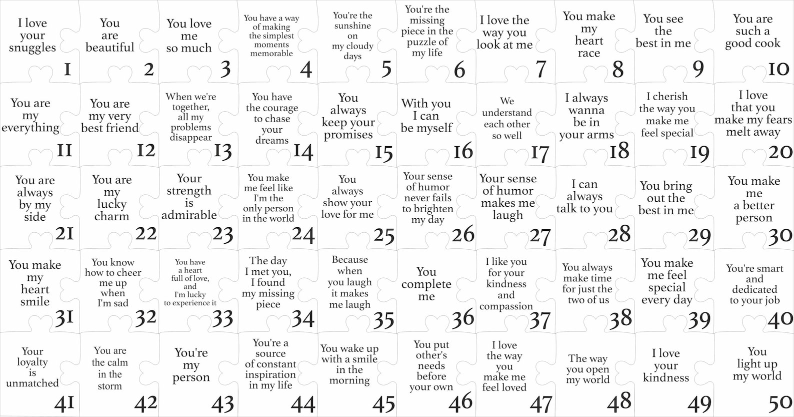 Personalized "Reasons I Love You" Wooden Puzzle Gift