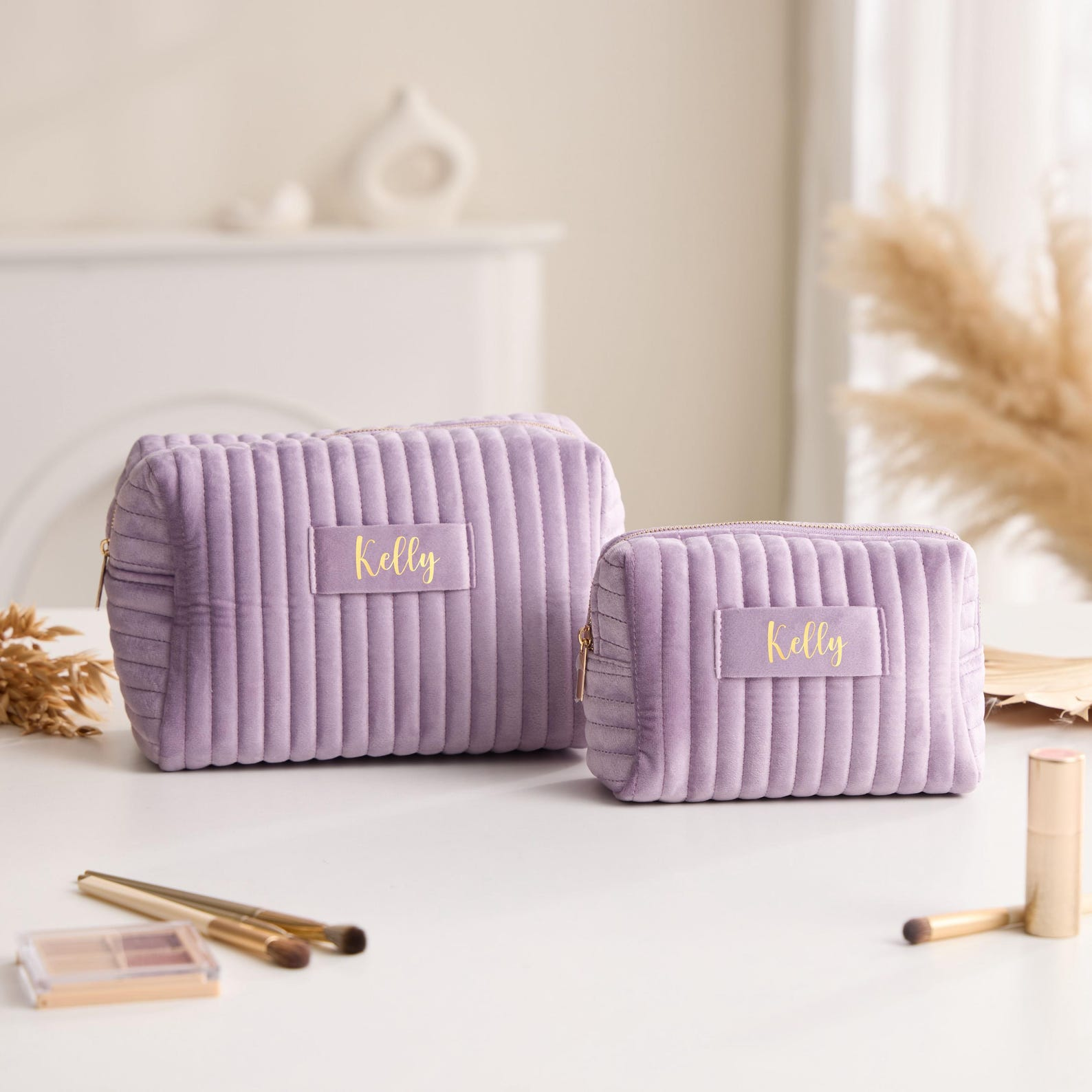 Personalized Velvet Makeup Bag Custom Gift for Her