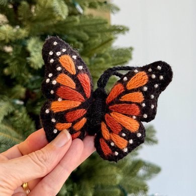Handmade Monarch Butterfly Wool Christmas Ornament
