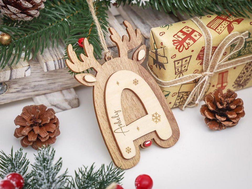 Personalized Reindeer Letter Ornaments with Name
