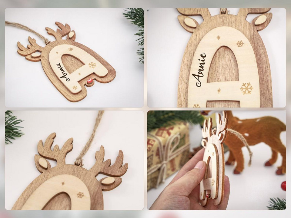Personalized Reindeer Letter Ornaments with Name