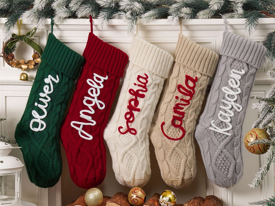Personalized Christmas Knitted Stocking with Name