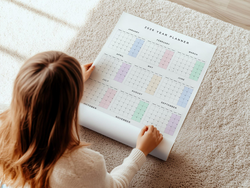 2026 Minimalist Wall Calendar Poster Year Planner