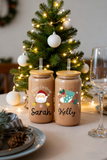 Personalized Christmas Tumblers Iced Coffee Glass Cup with Lid Gift for Friends