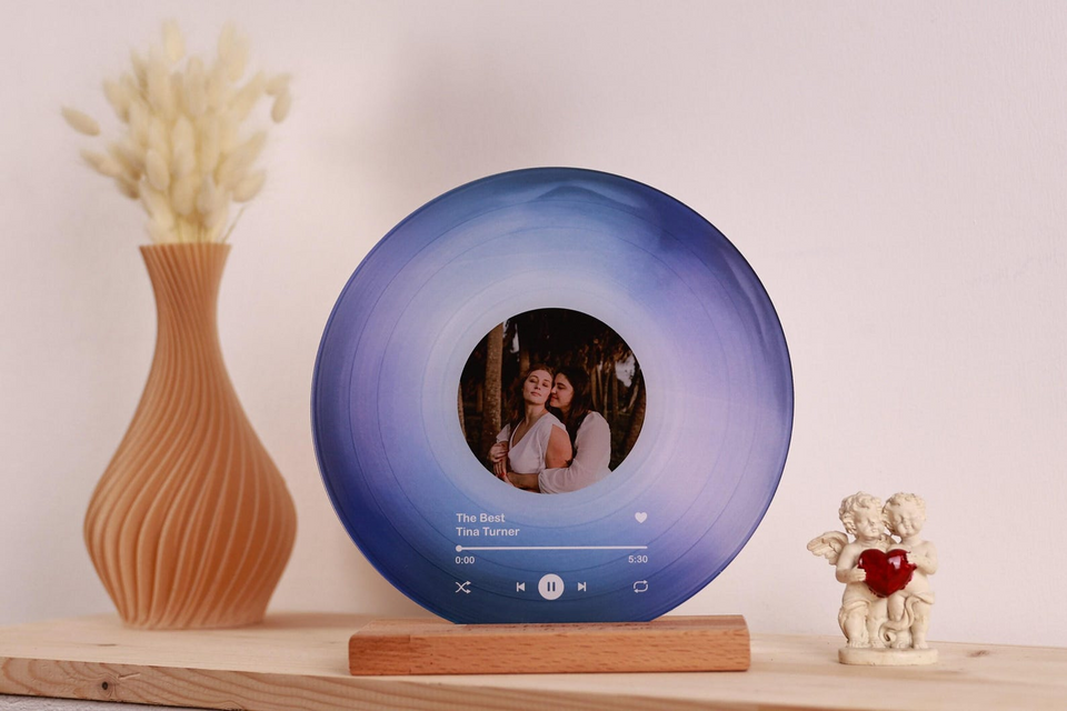 Personalized Vinyl Record with Photo Acrylic Song Plaque