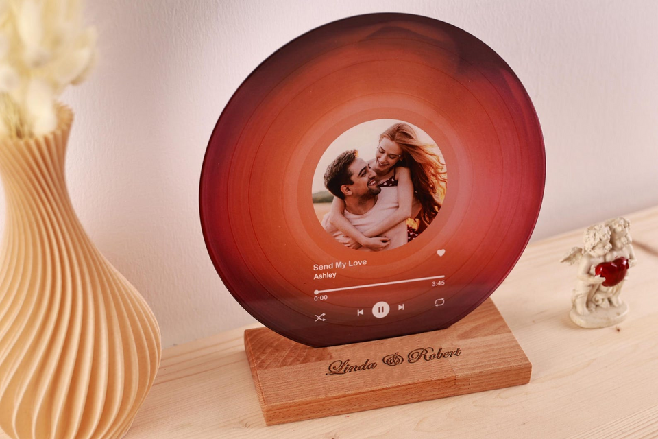 Personalized Vinyl Record with Photo Acrylic Song Plaque