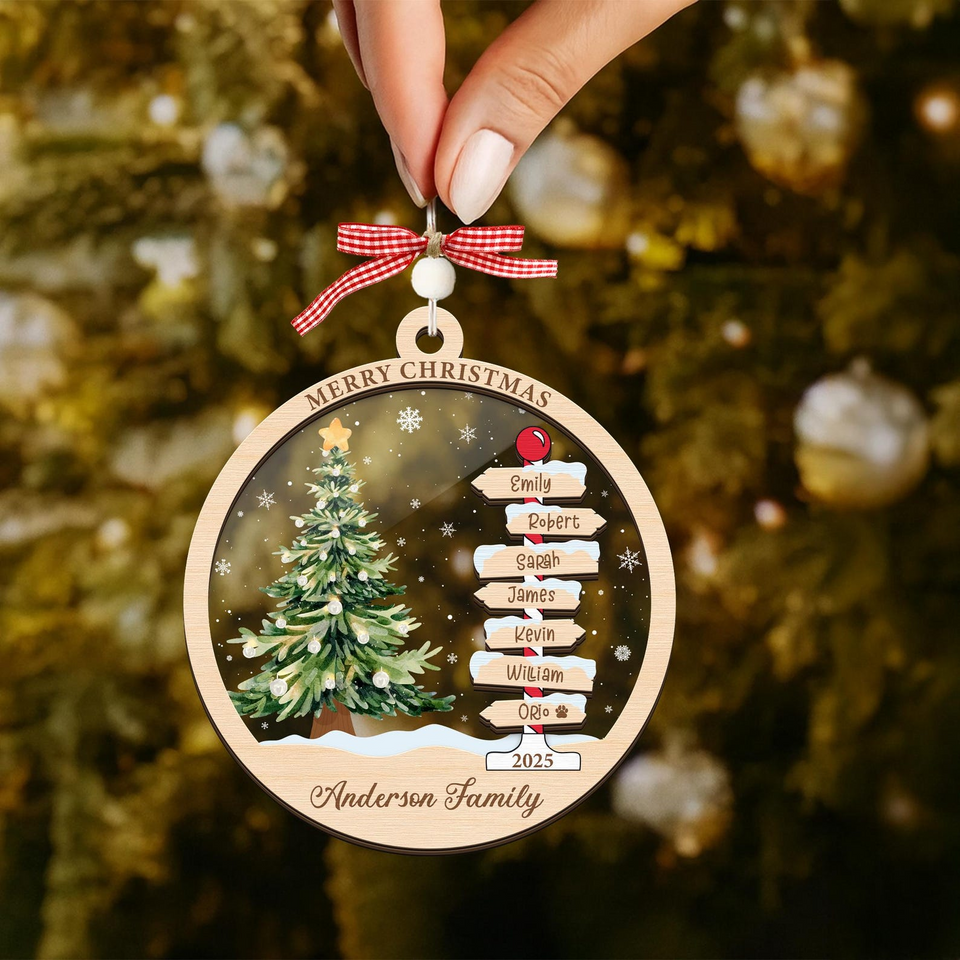 Personalized Family Name Christmas Tree Ornament
