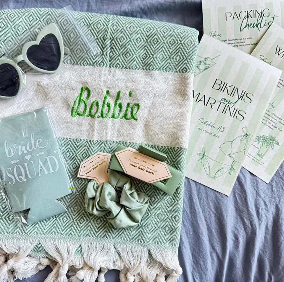 Personalized Beach Towel Bridesmaid and Wedding Gift