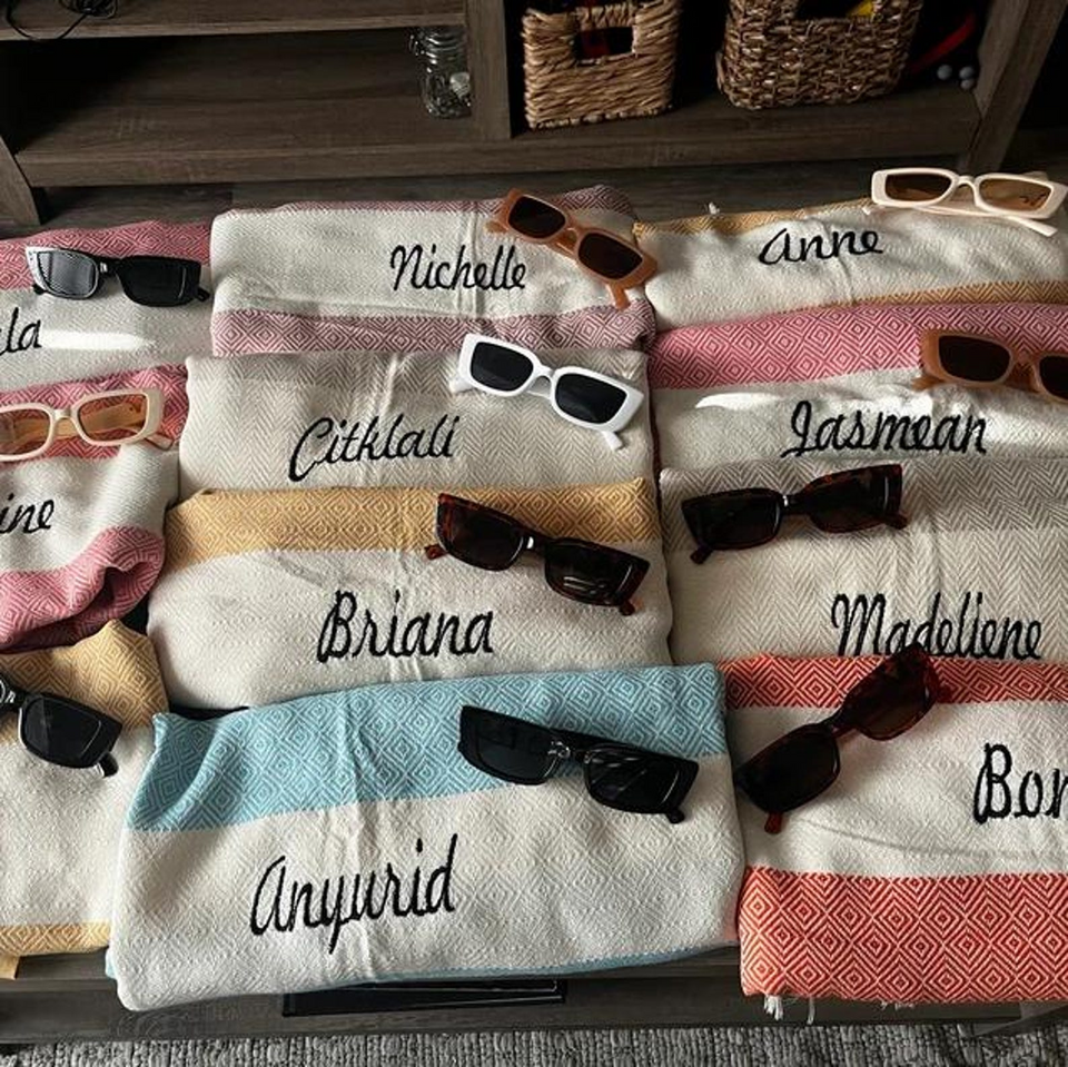 Personalized Beach Towel Bridesmaid and Wedding Gift