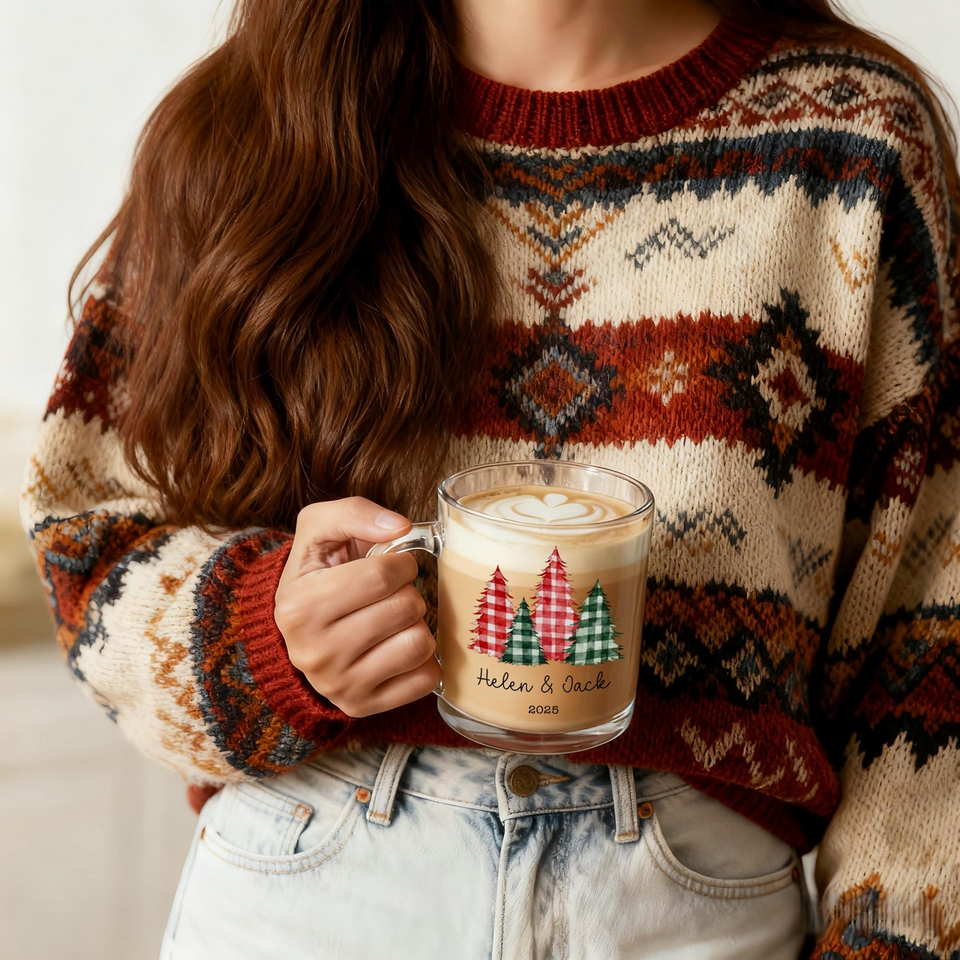 Personalized Couple Christmas Glass Mug Gift
